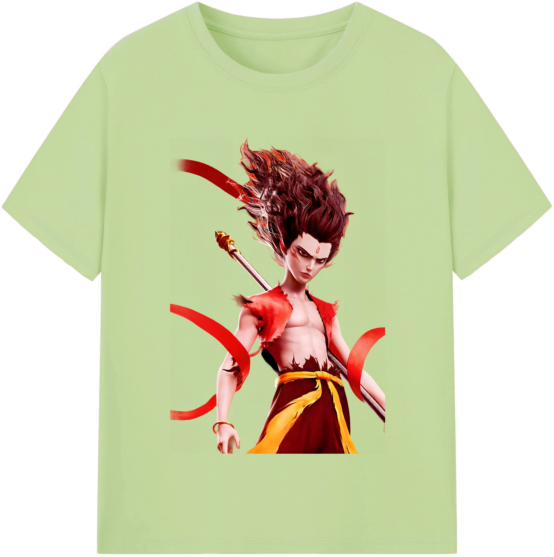 （画像用） Ne Zha 2 ナタ 魔童の大暴れ 綿100％半袖Tシャツ（フロントプリント）